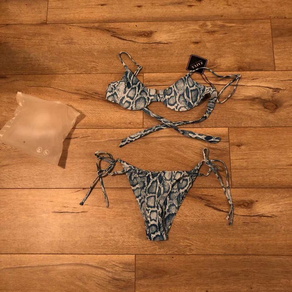 Brand new blue snake skin bikini